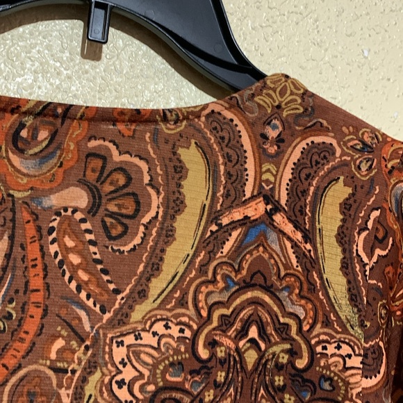 Willow Root Top Blouse S Stretchy Long Sleeve V-Neck Paisley Floral Polyester - Picture 16 of 16